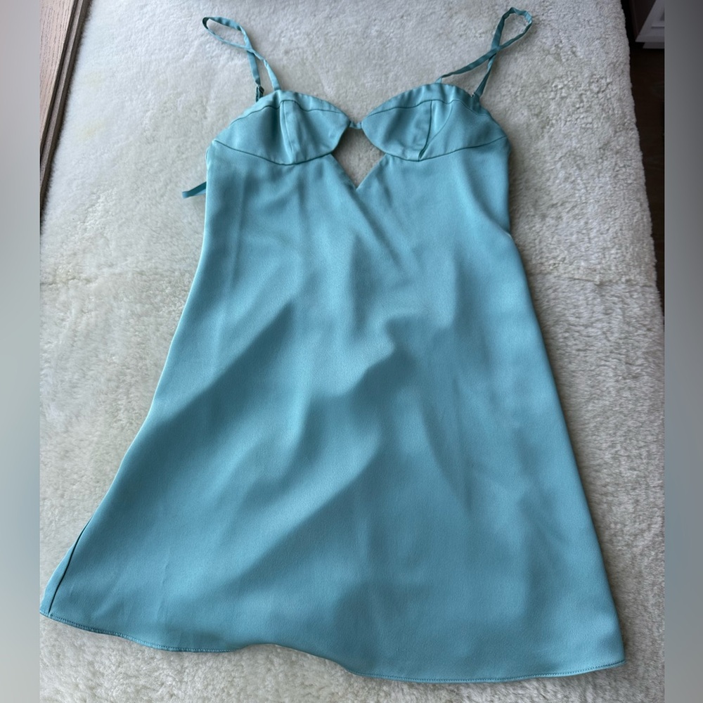 Teal silk mini dress, size 2, super cute for cocktail parties